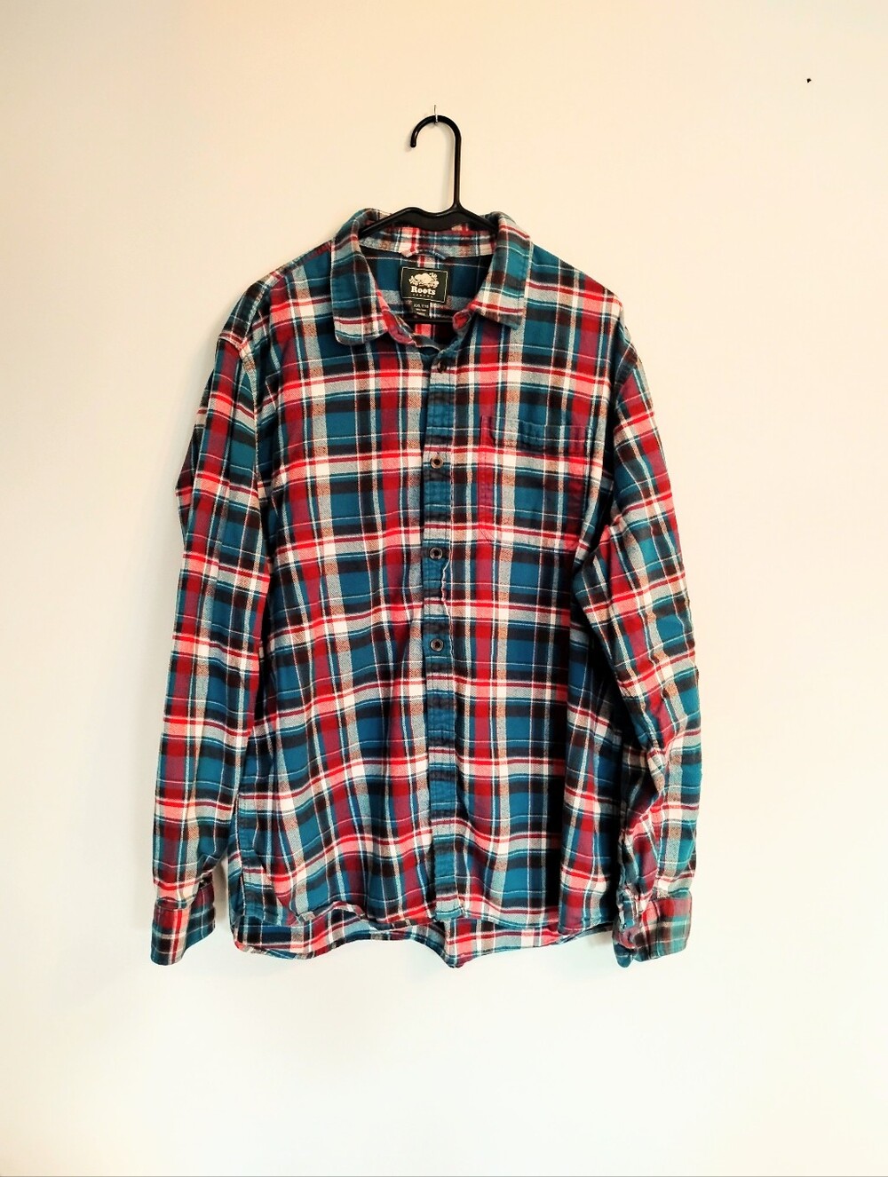 Roots Men's Plaid Button-Down Shirt - Red, Blue & Whiter XXL